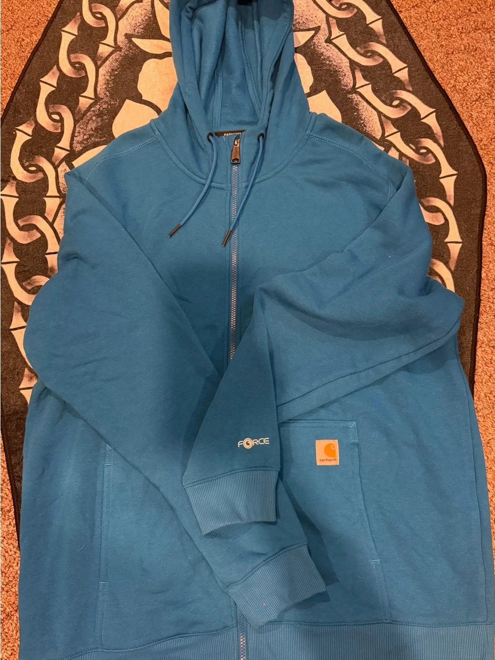 Carhartt Men's Teal Zip-Up Hooded Work Sweatshirt